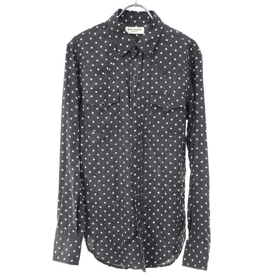 Saint Laurent Paris Star Print Western Shirt Charcoal XS