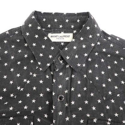 Saint Laurent Paris Star Print Western Shirt Charcoal XS — view 3