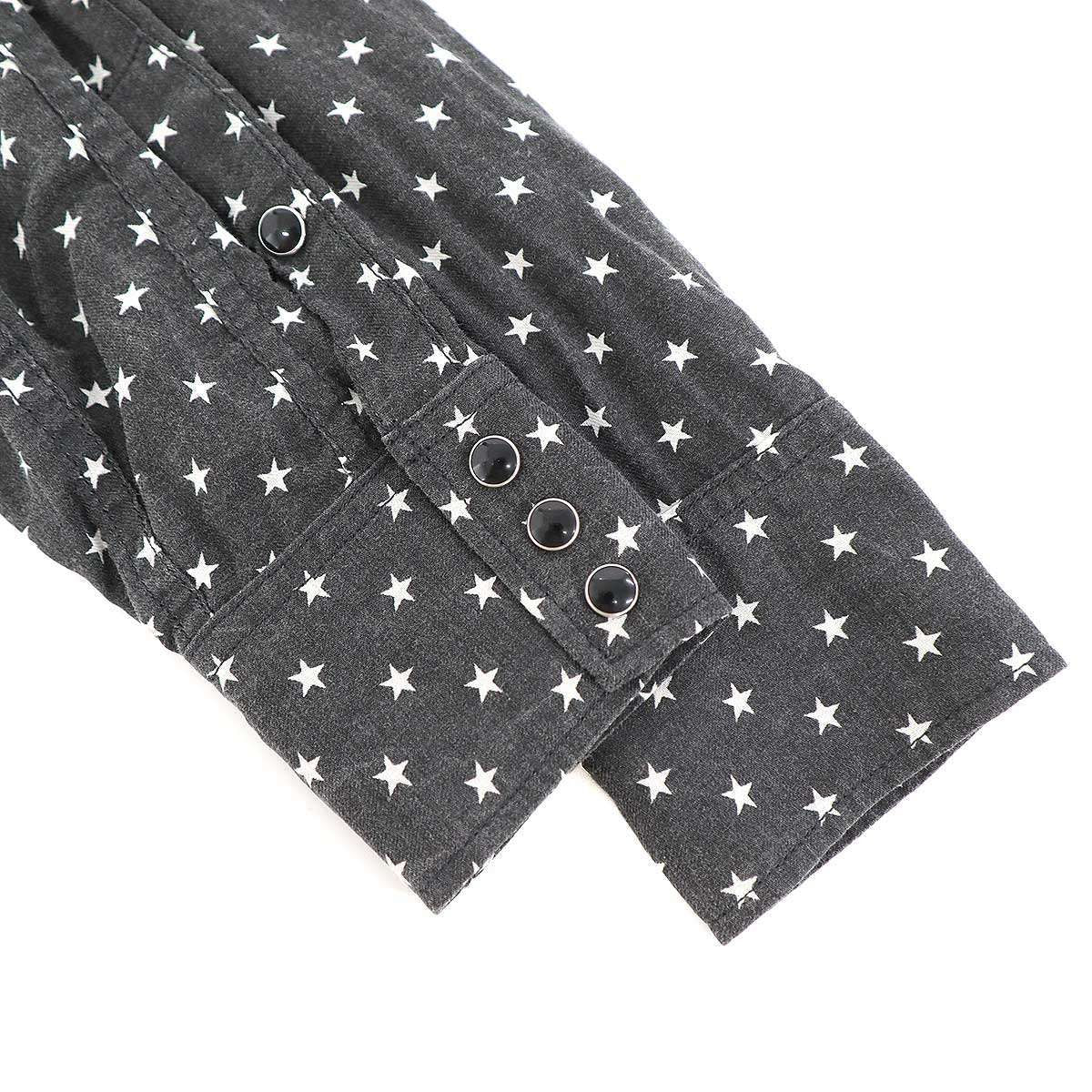 Saint Laurent Paris Star Print Western Shirt Charcoal XS — view 4
