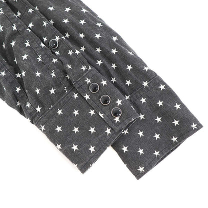 Saint Laurent Paris Star Print Western Shirt Charcoal XS — view 4