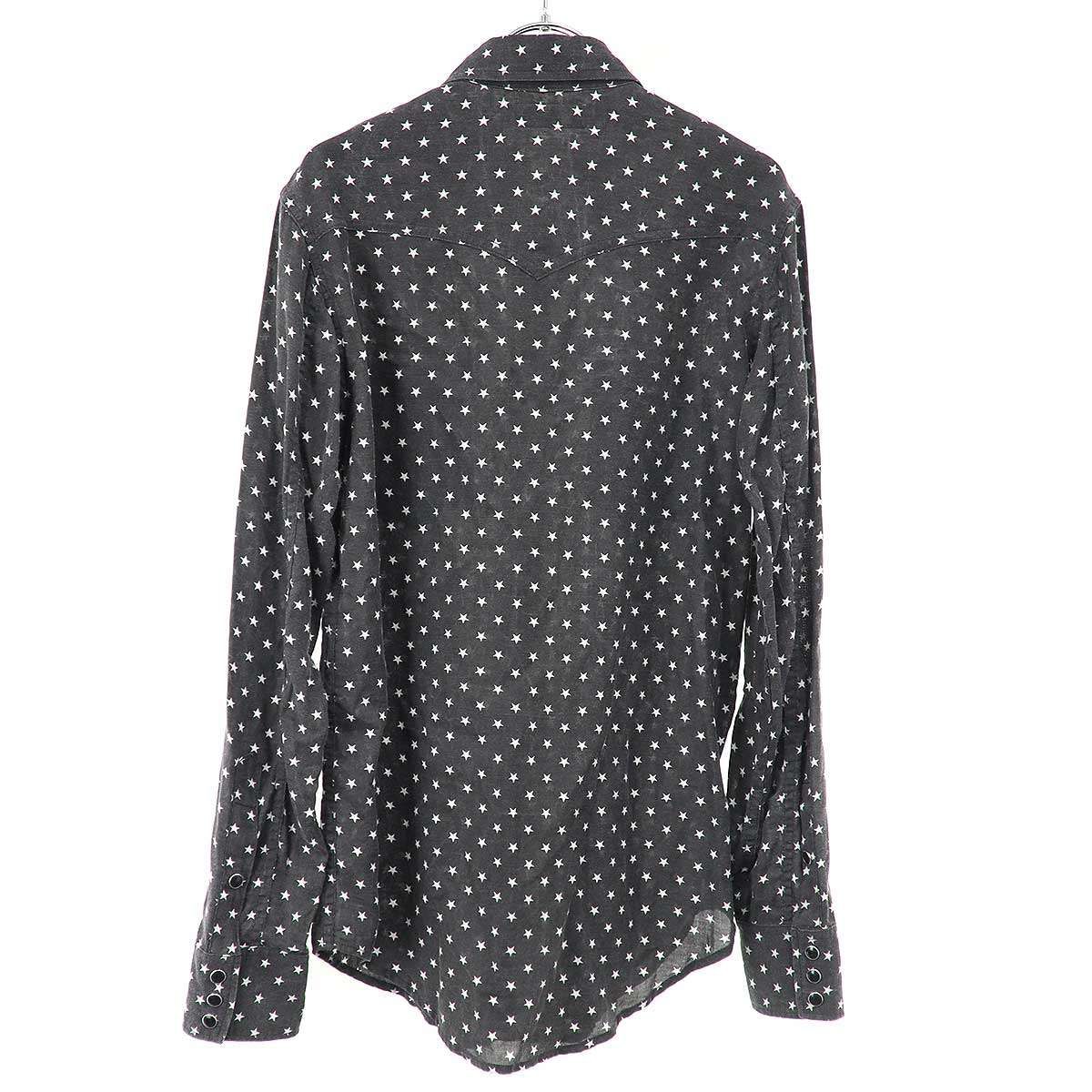 Saint Laurent Paris Star Print Western Shirt Charcoal XS — view 2