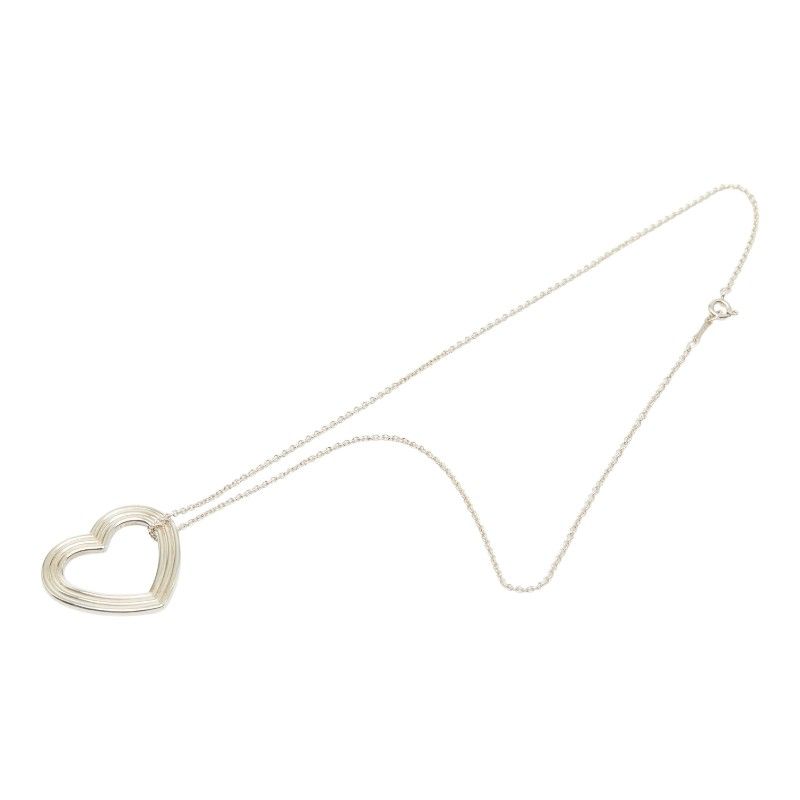 Tiffany & Co Menard Open Heart Chain Pendant Necklace Silver — view 2