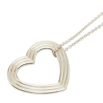 Tiffany & Co Menard Open Heart Chain Pendant Necklace Silver