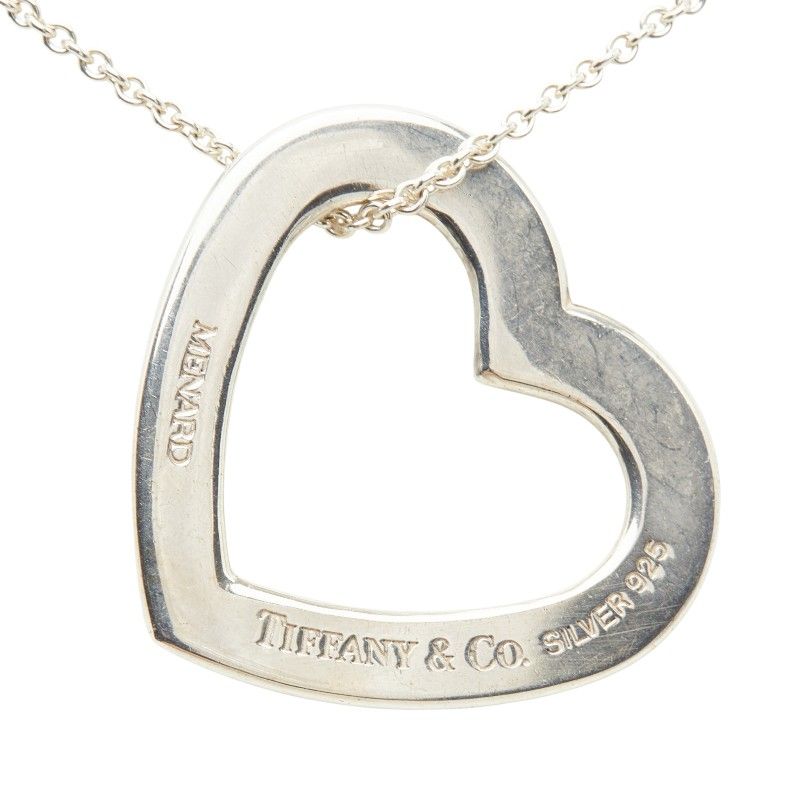 Tiffany & Co Menard Open Heart Chain Pendant Necklace Silver — view 4