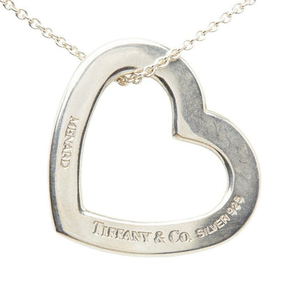 Tiffany & Co Menard Open Heart Chain Pendant Necklace Silver — view 4