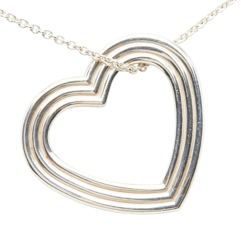 Tiffany & Co Menard Open Heart Chain Pendant Necklace Silver — view 3