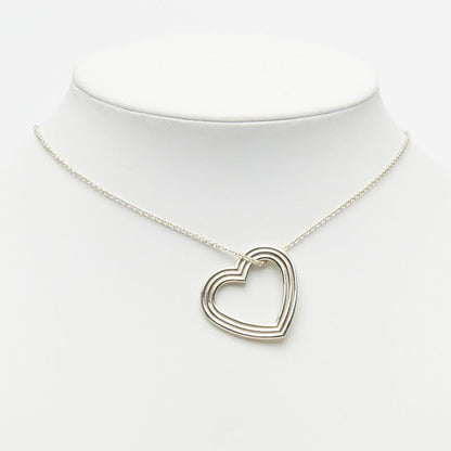 Tiffany & Co Menard Open Heart Chain Pendant Necklace Silver — view 7