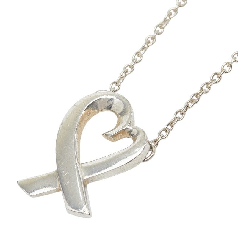 Tiffany & Co Paloma Picasso Loving Heart Chain Pendant Necklace Silver