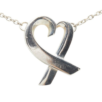 Tiffany & Co Paloma Picasso Loving Heart Chain Pendant Necklace Silver — view 3