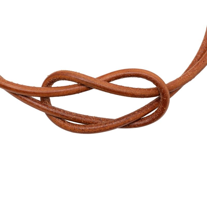 Hermes Heraku Tall Choker Brown Gold Leather 1- Necklace — view 3