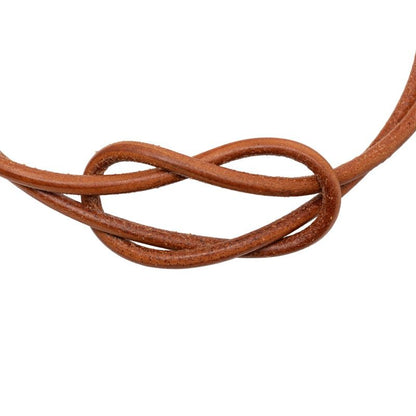 Hermes Heraku Tall Choker Brown Gold Leather 1- Necklace — view 3