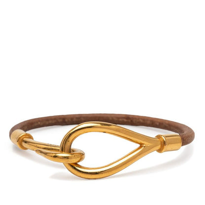 Hermes Jumbo Bracelet Brown Gold Leather Metal