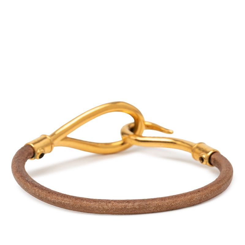 Hermes Jumbo Bracelet Brown Gold Leather Metal — view 3