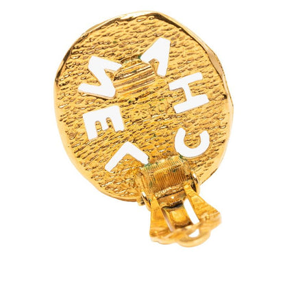 Chanel Plate Logo Earrings Gold Plated — view 3
