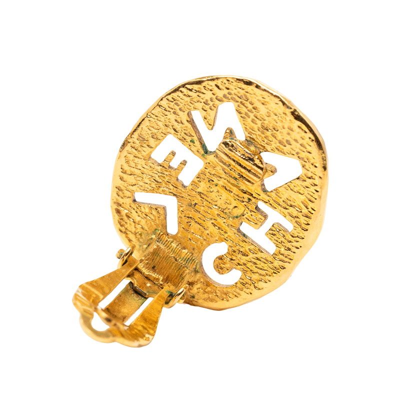 Chanel Plate Logo Earrings Gold Plated — view 4