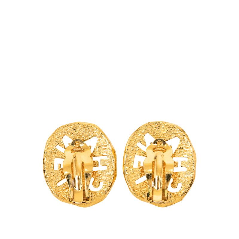 Chanel Plate Logo Earrings Gold Plated — view 2