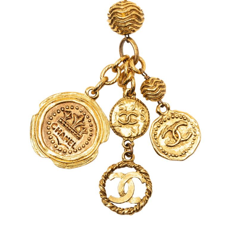Chanel CC Logo Long Chain Pendant Necklace Gold Plated — view 2
