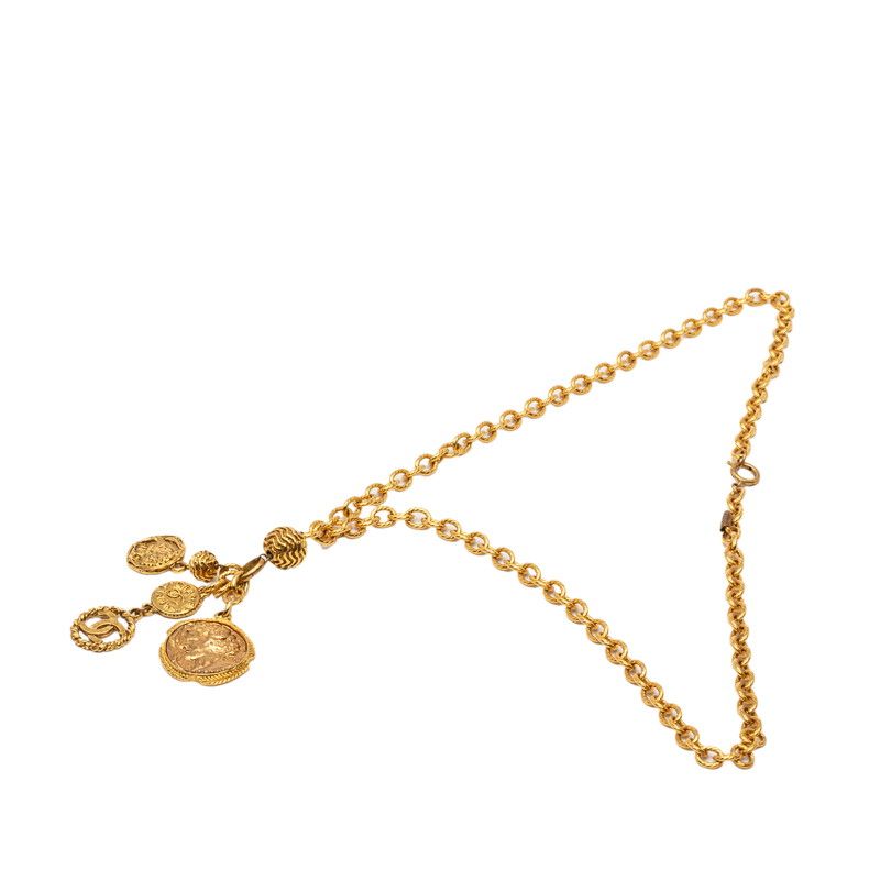 Chanel CC Logo Long Chain Pendant Necklace Gold Plated — view 3