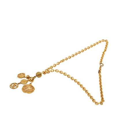 Chanel CC Logo Long Chain Pendant Necklace Gold Plated — view 3