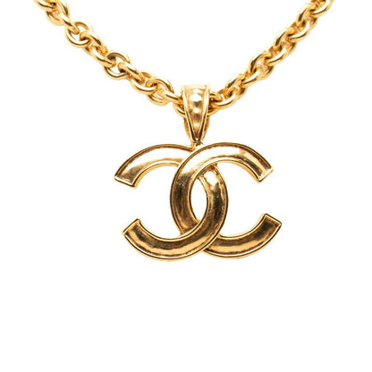 Chanel CC Logo Vintage Chain Pendant Necklace Gold Plated