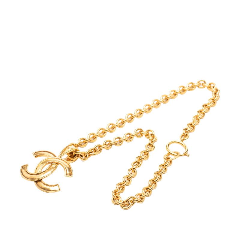 Chanel CC Logo Vintage Chain Pendant Necklace Gold Plated — view 3