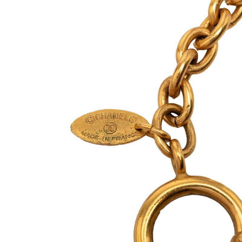 Chanel CC Logo Diamond Chain Pendant Necklace Gold Plated — view 5
