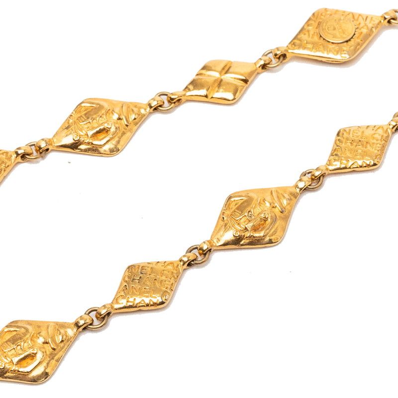 Chanel Mademoiselle Quilted Diamond Necklace Gold Plated — view 3