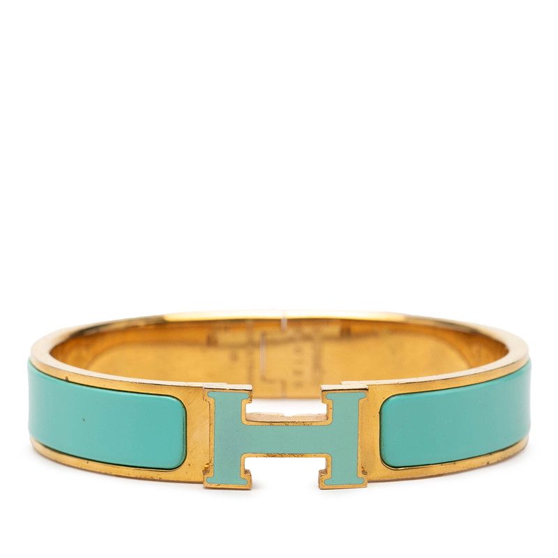 Hermes Click PM Bracelet Gold Light Blue Plated Enamel