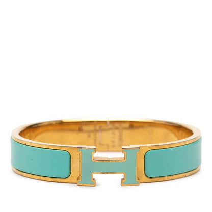 Hermes Click PM Bracelet Gold Light Blue Plated Enamel