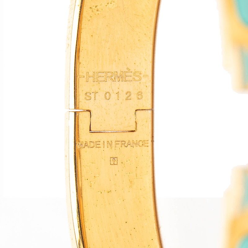 Hermes Click PM Bracelet Gold Light Blue Plated Enamel — view 4