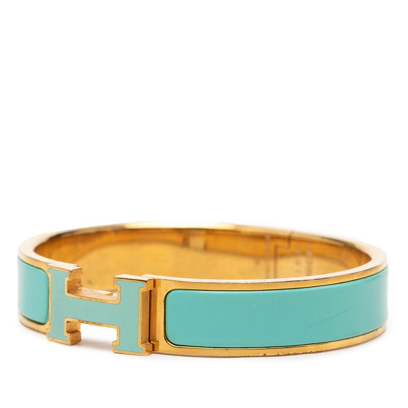 Hermes Click PM Bracelet Gold Light Blue Plated Enamel — view 2