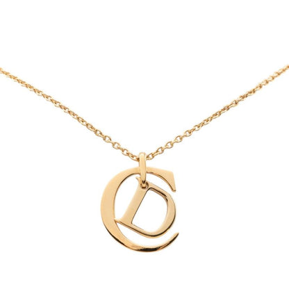 Dior CD Logo Chain Pendant Necklace Gold Plated