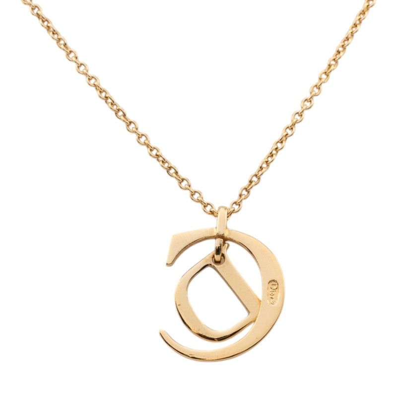 Dior CD Logo Chain Pendant Necklace Gold Plated — view 2