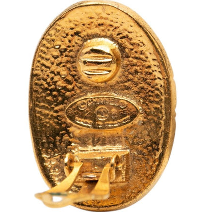 Chanel CC Logo Crown Vintage Earrings Gold Plated — view 3