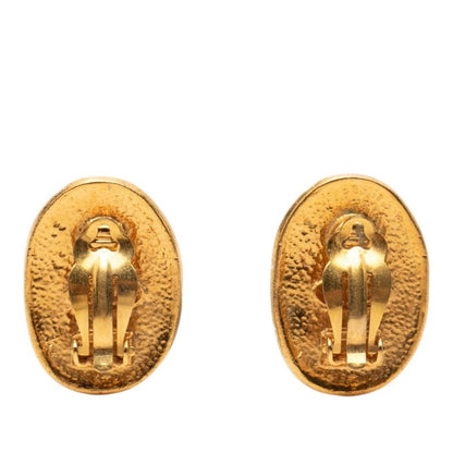Chanel CC Logo Crown Vintage Earrings Gold Plated — view 2
