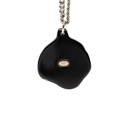 Chanel CC Logo Line Stone Camellia Necklace Black Silver Plastic Metal — view 2