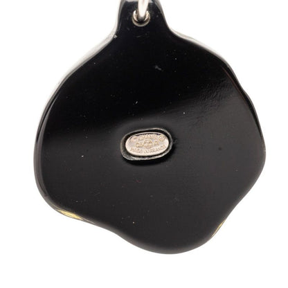 Chanel CC Logo Line Stone Camellia Necklace Black Silver Plastic Metal — view 5
