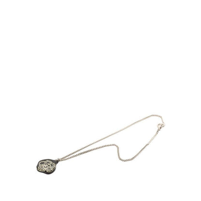 Chanel CC Logo Line Stone Camellia Necklace Black Silver Plastic Metal — view 3