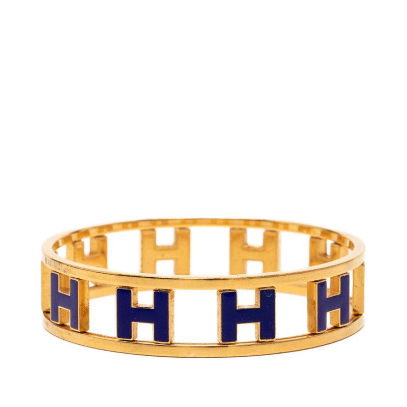 Hermes Rondo Ash Bangle Gold Blue Plated 1- Bracelet