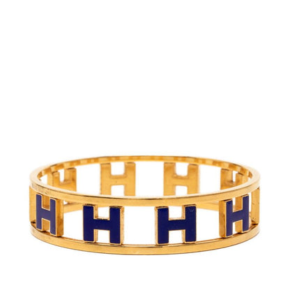 Hermes Rondo Ash Bangle Gold Blue Plated 1- Bracelet