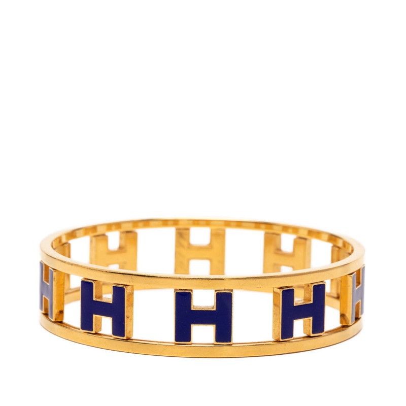 Hermes Rondo Ash Bangle Gold Blue Plated 1- Bracelet — view 3