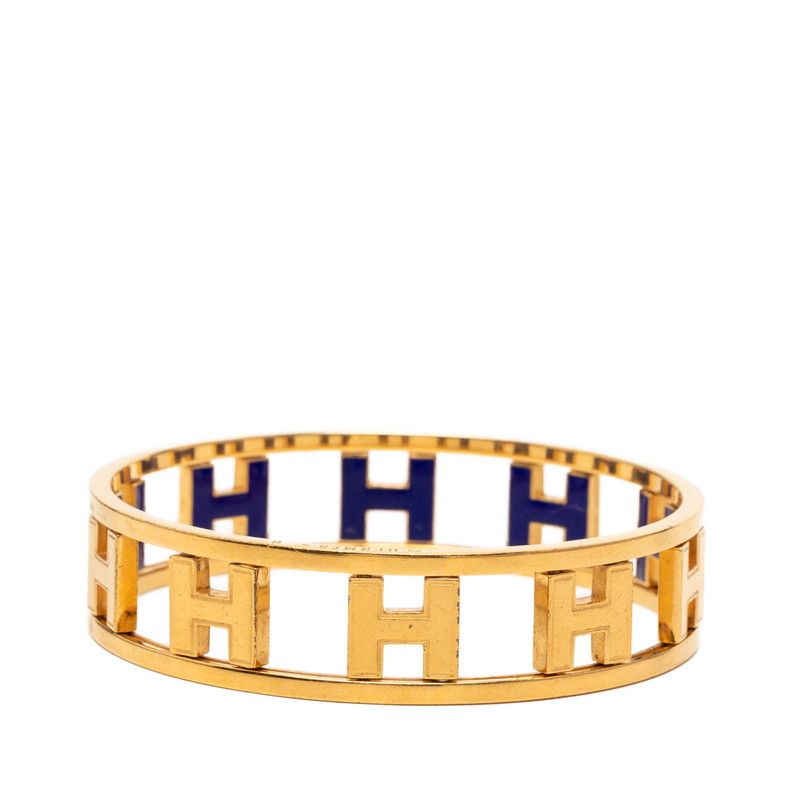 Hermes Rondo Ash Bangle Gold Blue Plated 1- Bracelet — view 6