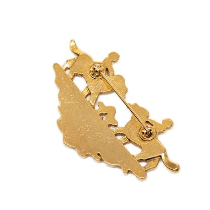 Hermes Girl and Dog Cloisonne Brooch Gold Multicolor Plated — view 3