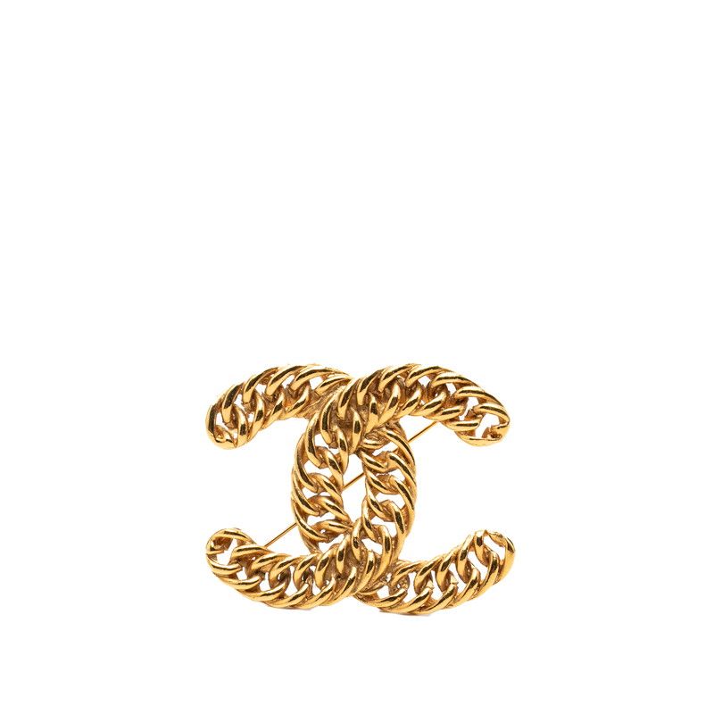 Chanel CC Logo Vintage Chain Brooch Gold Plated