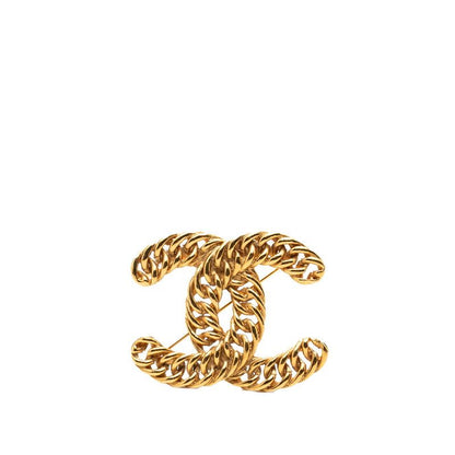 Chanel CC Logo Vintage Chain Brooch Gold Plated