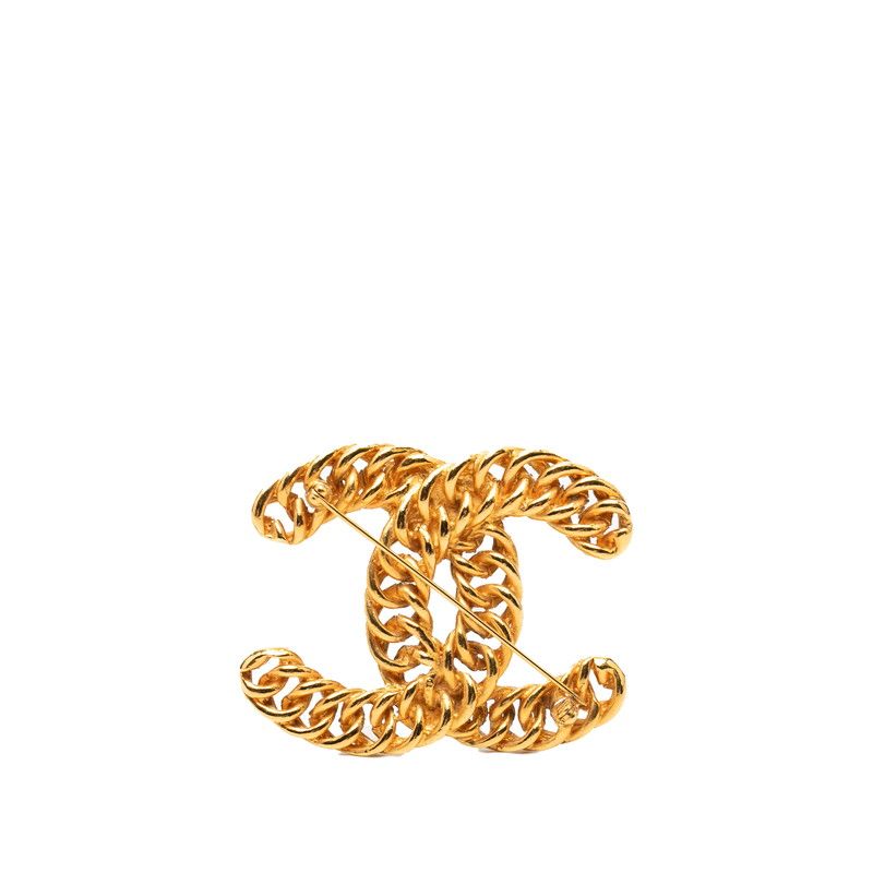 Chanel CC Logo Vintage Chain Brooch Gold Plated — view 2
