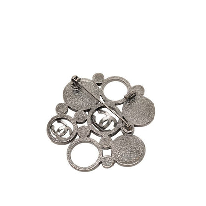 Chanel CC Logo Brooch Silver Multicolor Metal Faux Pearl — view 2