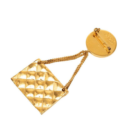 Chanel Vintage CC Logo Quilted Bag Motif Brooch Gold Plated — view 2