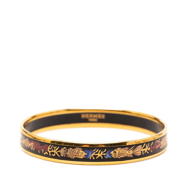 Hermes Enamel PM Cloisonne Bangle Gold Multicolor Plated 1- Bracelet