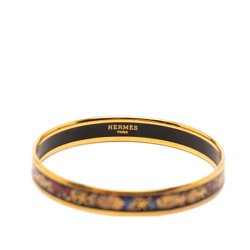 Hermes Enamel PM Cloisonne Bangle Gold Multicolor Plated 1- Bracelet — view 4